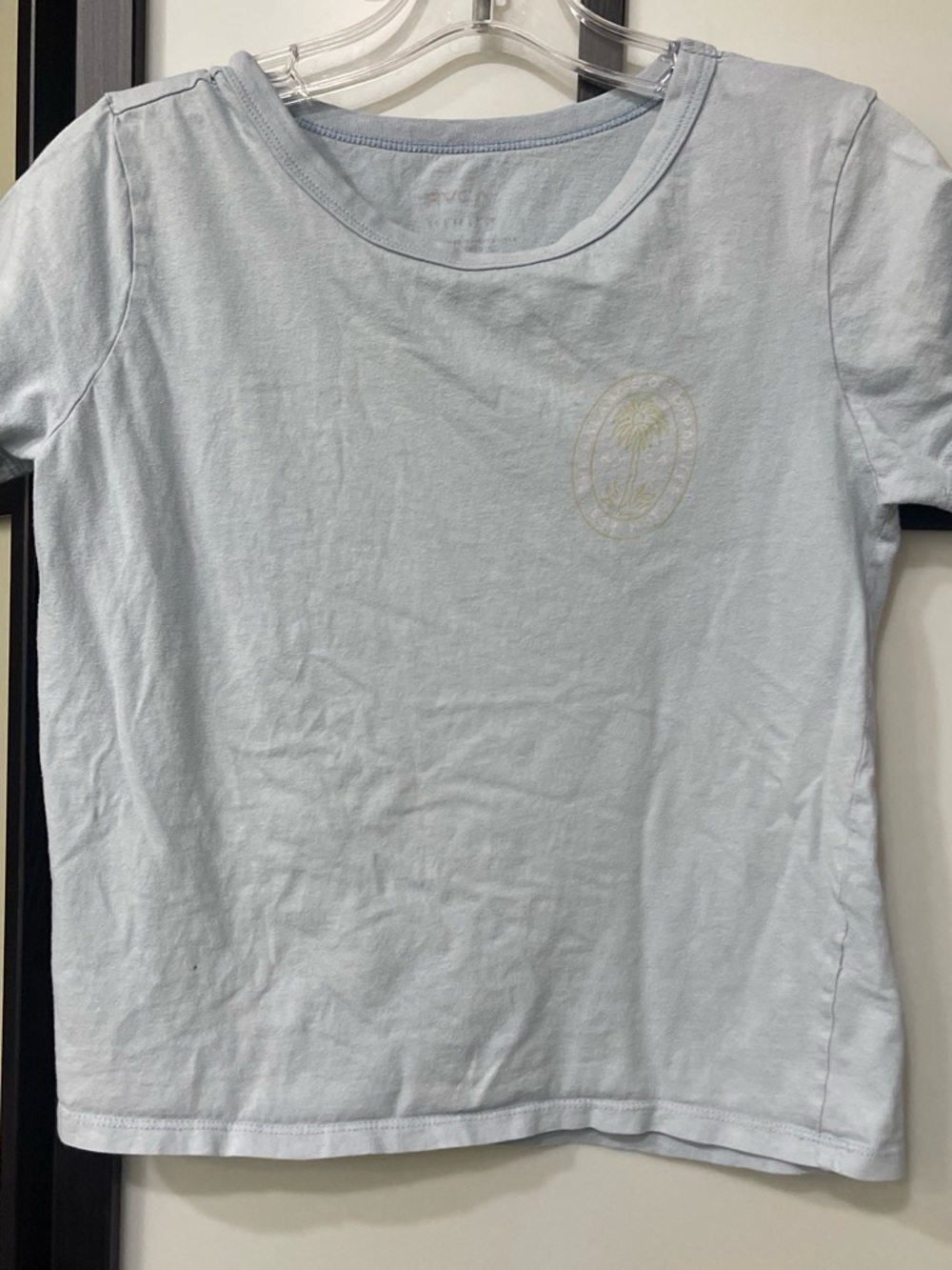 RVCA Light Blue Short Sleeve Tee with Subtle Palm Logo